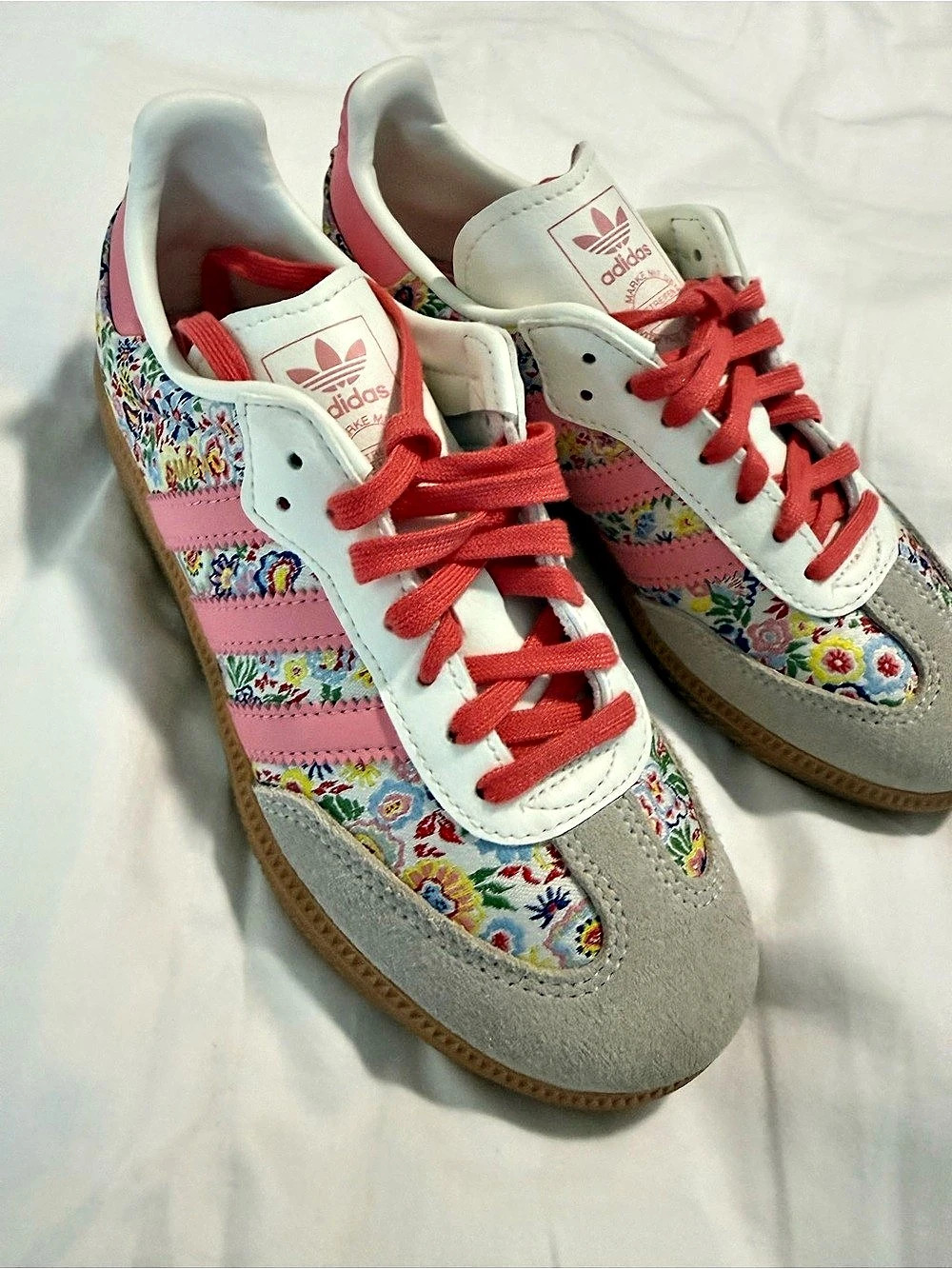 adidas Samba OG Floral Sneakers in Pink & White girls size 2